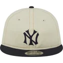 casquette-plate-beige-et-bleue-marine-ajustable-9fifty-retro-crown-denim-new-york-yankees-mlb-new-era