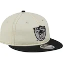 casquette-plate-beige-et-noire-ajustable-9fifty-retro-crown-denim-oakland-raiders-nfl-new-era