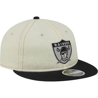 Casquette plate beige et noire ajustable 9FIFTY Retro Crown Denim Oakland Raiders NFL New Era