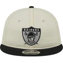 casquette-plate-beige-et-noire-ajustable-9fifty-retro-crown-denim-oakland-raiders-nfl-new-era