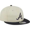 casquette-plate-beige-et-bleue-marine-9fifty-retro-crown-denim-atlanta-braves-mlb-new-era