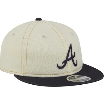 Casquette plate beige et bleue marine 9FIFTY Retro Crown Denim Atlanta Braves MLB New Era