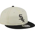 casquette-plate-beige-et-noire-9fifty-retro-crown-denim-chicago-white-sox-mlb-new-era