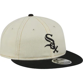 Casquette plate beige et noire 9FIFTY Retro Crown Denim Chicago White Sox MLB New Era