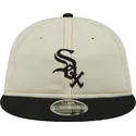 chicago-white-sox-mlb-9fifty-retro-crown-denim-beige-und-schwarze-flache-kappe-von-new-era