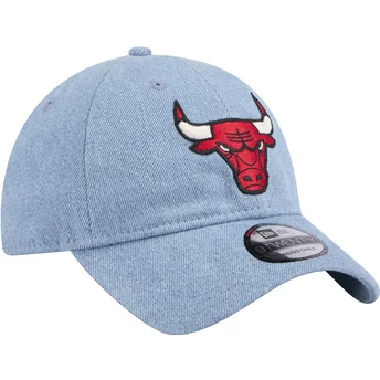Petten gebogen blauw verstelbare band 9TWENTY Washed Denim van Chicago Bulls NBA van New Era