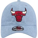 casquette-courbee-bleue-ajustable-9twenty-washed-denim-chicago-bulls-nba-new-era