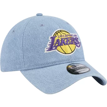 New Era Curved Brim 9TWENTY Washed Denim Los Angeles Lakers NBA Blue Adjustable Cap