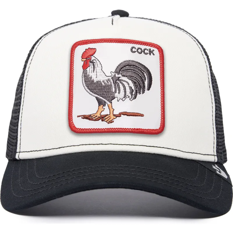 cappellino-trucker-bianco-e-nero-gallo-the-cock-the-farm-di-goorin-bros