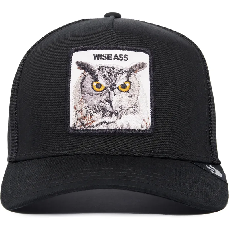 casquette-trucker-noire-hibou-wise-ass-owl-the-farm-premium-goorin-bros