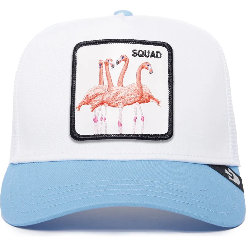 casquette-trucker-blanche-et-bleue-flamant-squad-the-farm-premium-goorin-bros