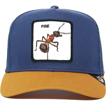 Casquette trucker bleue et marron fourmi Fire The Farm Premium Goorin Bros.