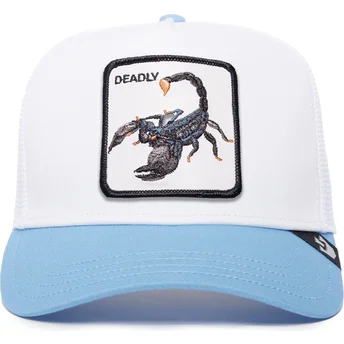 Casquette trucker blanche et bleue scorpion Deadly The Farm Premium Goorin Bros.