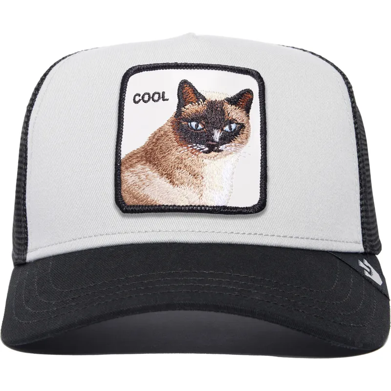 casquette-trucker-blanche-et-noire-chat-cool-cat-the-farm-premium-goorin-bros