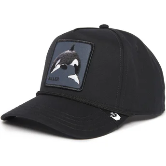 Casquette courbée noire snapback épaulard Killer Whale 100 The Farm All Over Canvas Goorin Bros.