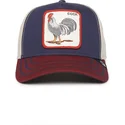 casquette-courbee-bleue-marine-beige-et-rouge-snapback-coq-cock-all-american-rooster-100-the-farm-all-over-canvas-goorin-bros