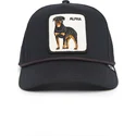 casquette-courbee-noire-snapback-chien-rottweiler-alpha-dog-100-the-farm-all-over-canvas-goorin-bros