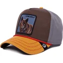 casquette-courbee-marron-grise-et-orange-snapback-loup-lone-wolf-100-the-farm-all-over-canvas-goorin-bros