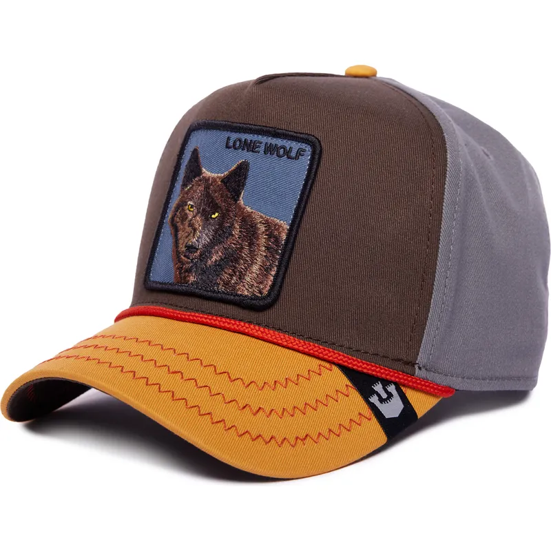 brun-gra-och-orange-kurvad-keps-snapback-varg-lone-wolf-100-the-farm-all-over-canvas-fran-goorin-bros