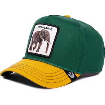 Casquette courbée verte et jaune snapback éléphant Extra Large 100 The Farm All Over Canvas Goorin Bros.