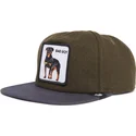 casquette-plate-verte-et-bleue-snapback-chien-rottweiler-bad-boy-top-dog-the-farm-flats-goorin-bros