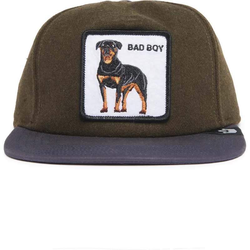gron-og-bla-flat-cap-snapback-rottweiler-hund-bad-boy-top-dog-the-farm-flats-fra-goorin-bros