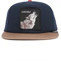 casquette-plate-bleue-marine-et-marron-snapback-loup-lone-wolf-one-pack-the-farm-flats-goorin-bros