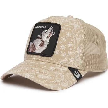Cappellino trucker beige lupo Lone Wolf Sign O' The Times The Farm Paisley di Goorin Bros.