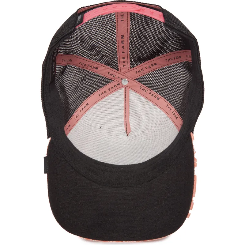 trucker-kasket-pink-og-sort-hund-rottweiler-bad-boy-lovesexy-the-farm-paisley-fra-goorin-bros