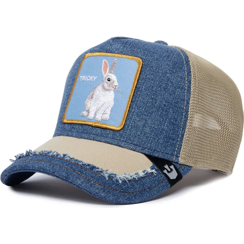 trucker-cap-blau-und-beige-kaninchen-tricky-silky-rabbit-the-farm-silky-roots-von-goorin-bros