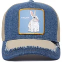 casquette-trucker-bleue-et-beige-lapin-tricky-silky-rabbit-the-farm-silky-roots-goorin-bros