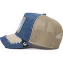 casquette-trucker-bleue-et-beige-lapin-tricky-silky-rabbit-the-farm-silky-roots-goorin-bros