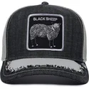 casquette-trucker-noire-et-grise-mouton-silky-sheep-the-farm-silky-roots-goorin-bros