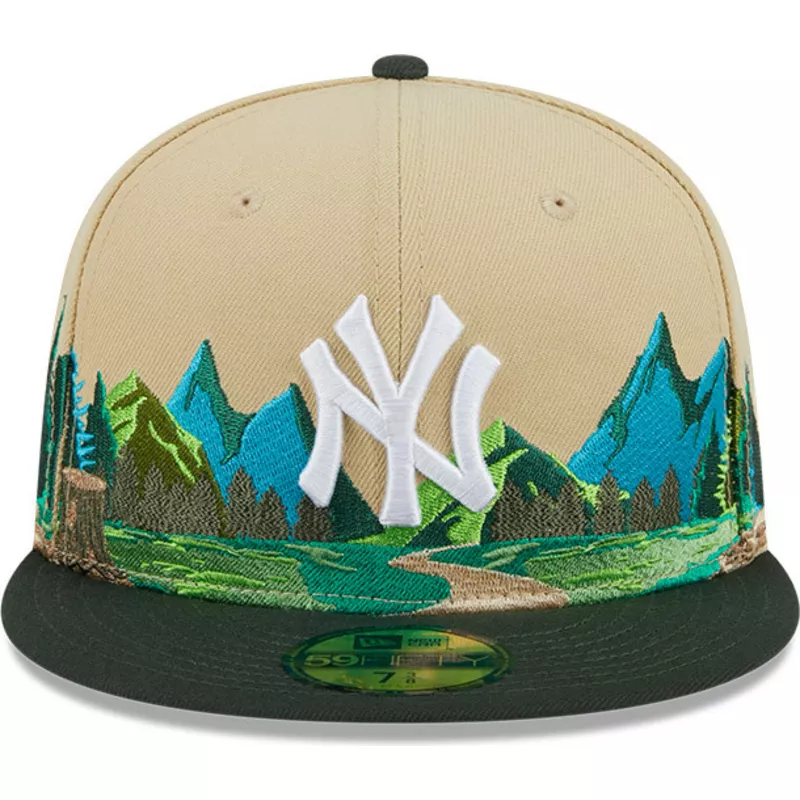 New Era Flat Brim 5950 Team Landscape New York Yankees MLB Brown and Green  Fitted Cap