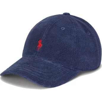Gorra curva azul marino ajustable con logo rojo Cotton Terry Classic Sport de Polo Ralph Lauren