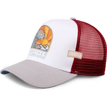 Casquette trucker blanche, rouge et grise Stupid Wave HFT Coastal