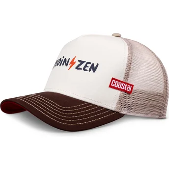 Casquette trucker blanche et marron marrón Moinzen HFT Coastal