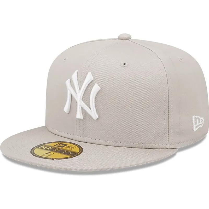 flad-beige-fitted-kasket-59fifty-league-essential-fra-new-york-yankees-mlb-af-new-era