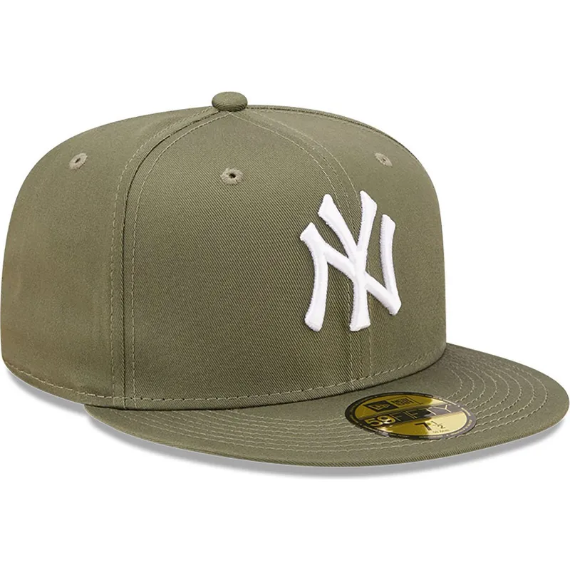 grune-angepasste-59fifty-league-essential-flat-cap-der-new-york-yankees-mlb-von-new-era