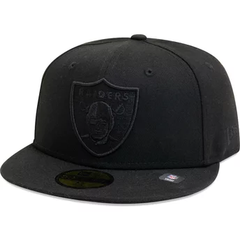 Gorra plana negra ajustada con logo negro 59FIFTY Essential de Las Vegas Raiders NFL de New Era