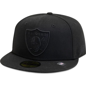 Las Vegas Raiders NFL New Era 59FIFTY Essential svart justerbar platt keps med svart logotyp