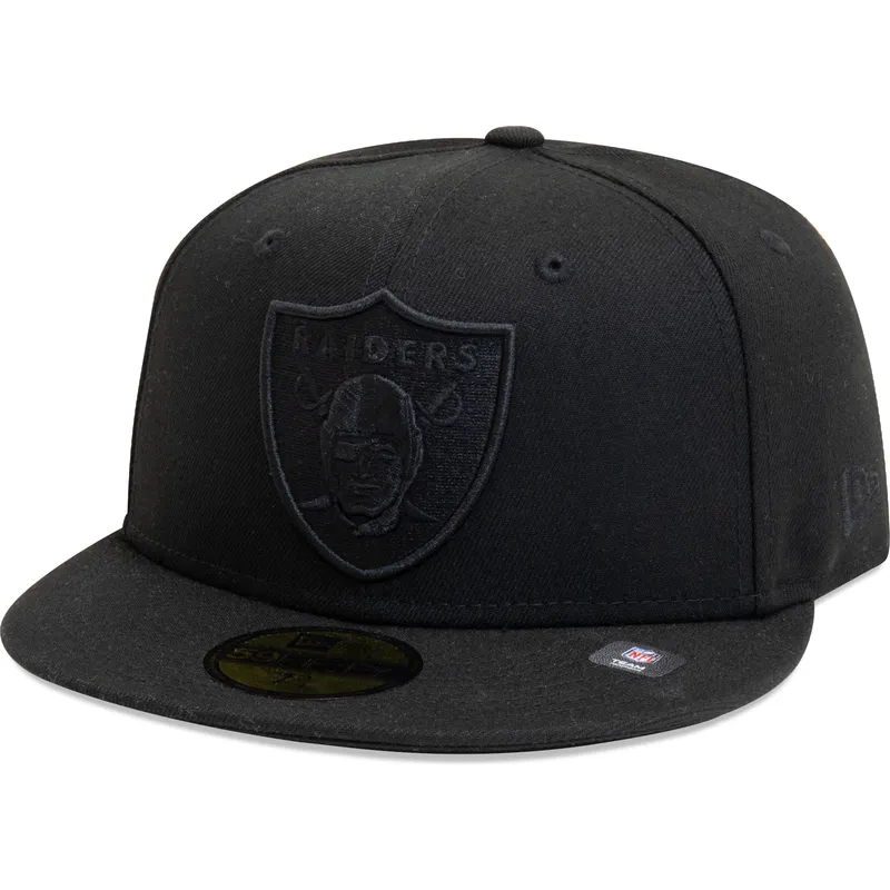 las-vegas-raiders-nfl-new-era-59fifty-essential-svart-justerbar-platt-keps-med-svart-logotyp