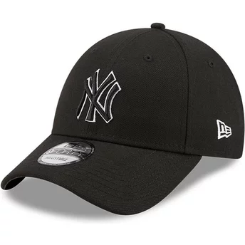 Gorra curva negra ajustable con logo negro 9FORTY Pop Outline de New York Yankees MLB de New Era