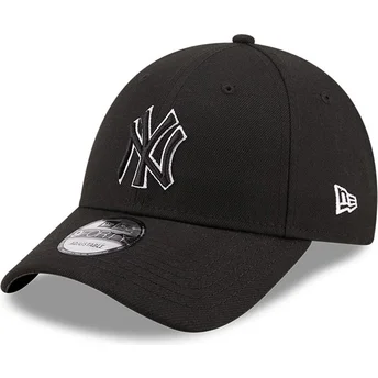 Sort justerbar curved kasket med sort logo 9FORTY Pop Outline fra New York Yankees MLB fra New Era
