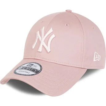 Rosa justerbar keps med böjd skärm och rosa logotyp 9FORTY League Essential från New York Yankees MLB av New Era