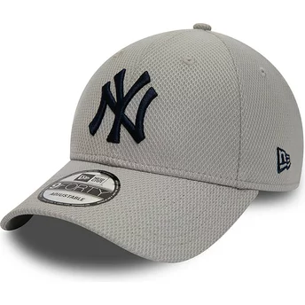 Gorra curva gris ajustable con logo azul marino 9FORTY Diamond Era Essential de New York Yankees MLB de New Era
