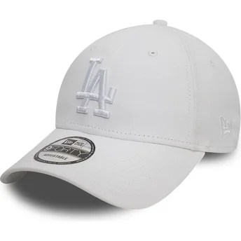 Vit justerbar böjd keps med vit logotyp 9FORTY League Essential Los Angeles Dodgers MLB från New Era