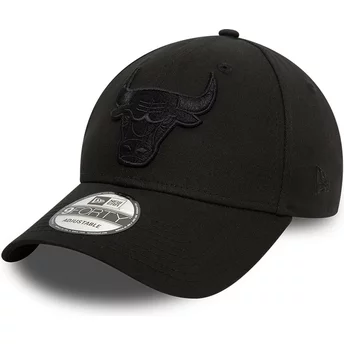 Gorra curva negra ajustable con logo negro 9FORTY Essential de Chicago Bulls NBA de New Era