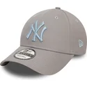 casquette-courbee-grise-ajustable-avec-logo-bleu-9forty-league-essential-new-york-yankees-mlb-new-era