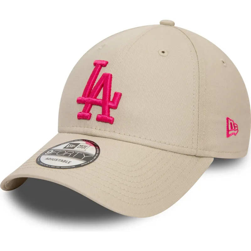 New Era Curved Brim Pink Logo 9FORTY League Essential Los Angeles